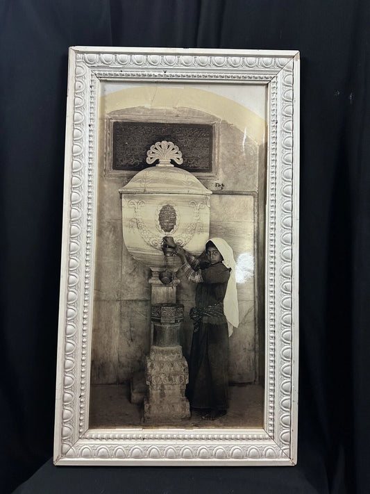 Armenian Girl In Jerusalem Pouring Herself Water During British Mandate B&W