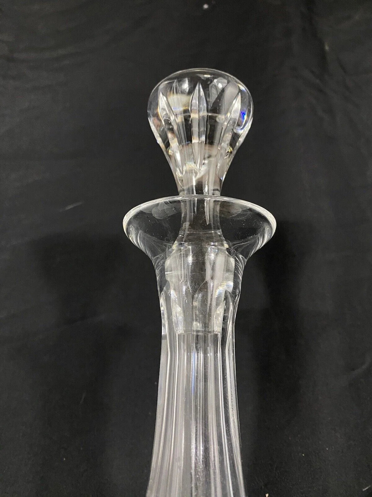 Atlantis Decanter 12”H W/Stopper Full Lead Cut Crystal/Signed W/3 Glasses