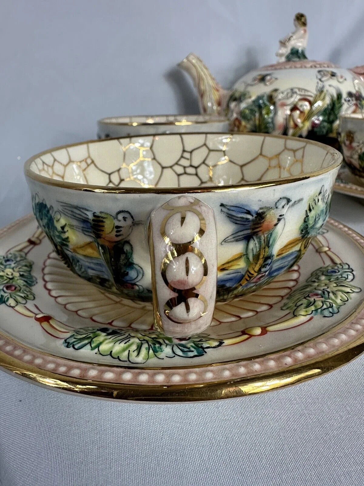 Capodimonte 12 Piece Tea Set - Tea Pot, Tea Cups + Saucers & Creamer