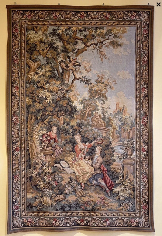 Antique French Tapestry “L'Indiscrétion Epoque” By Point Genre Goblins