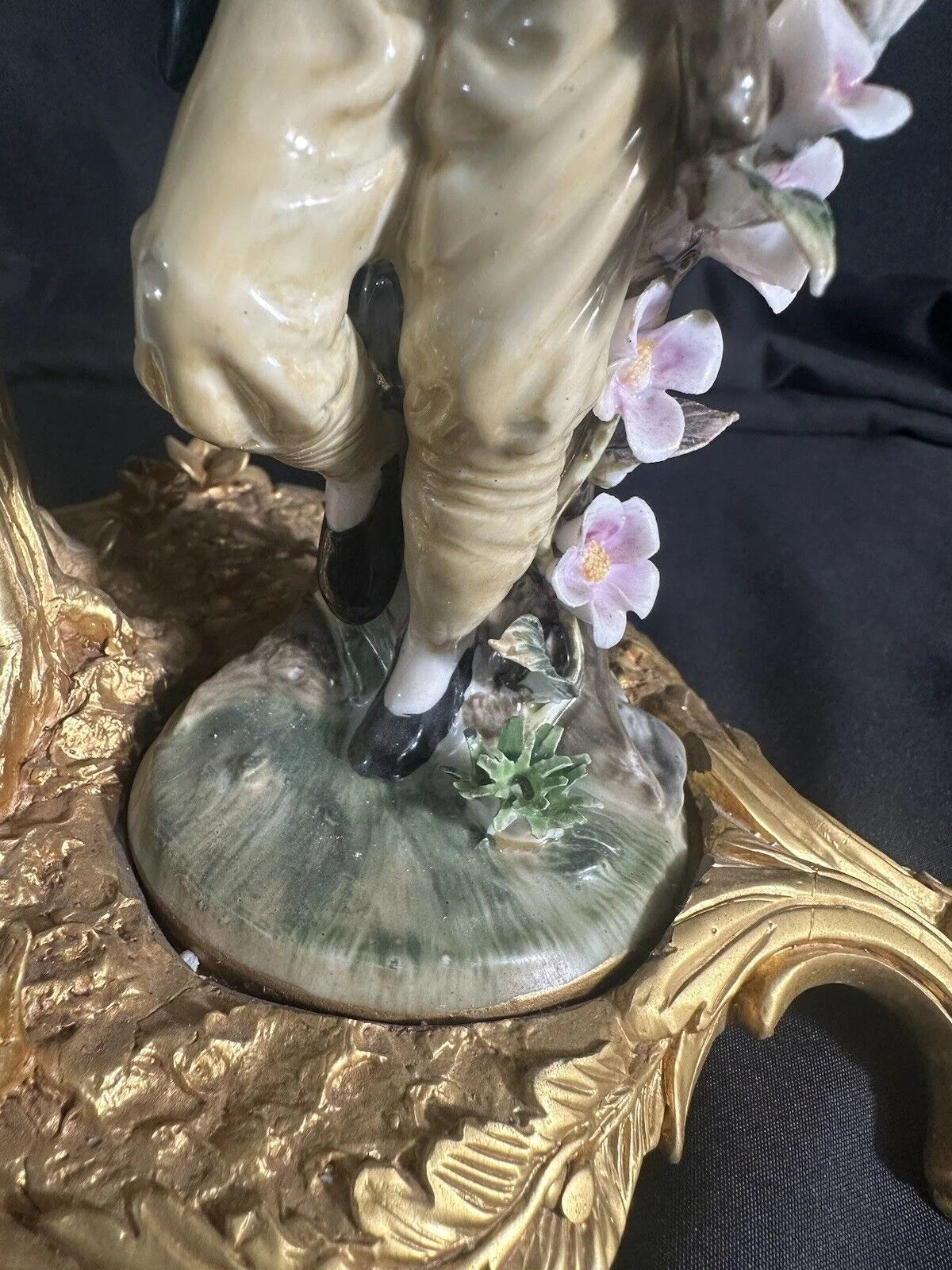 Beautiful Porcelain Figural Floral Compote With Bowl Centerpiece 16.5” H